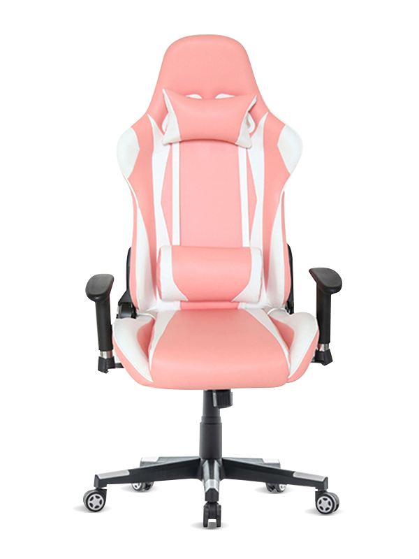 2D Ergonominen metallirunko Valkoinen Pinkki Kääntyvä pelitoimistotuoli  2D Ergonominen metallirunko Valkoinen Pinkki Kääntyvä pelitoimistotuoli