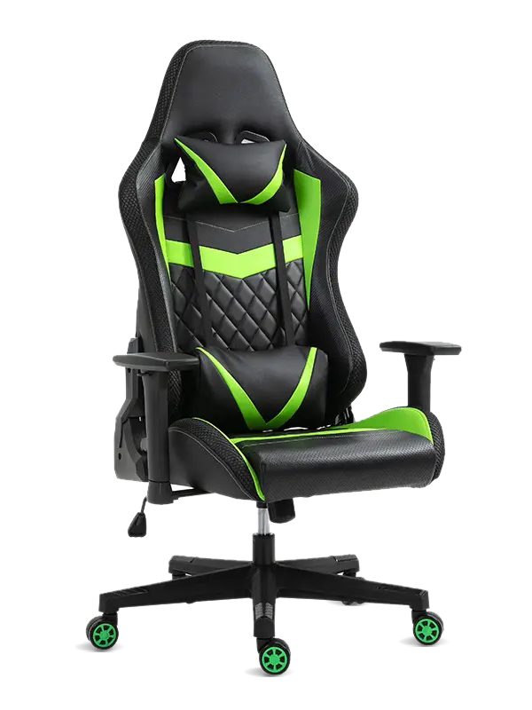 Musta korkeaselkäinen ergonominen kilpapelituoli nahkainen executive-työtuoli 2D-käsinojalla 