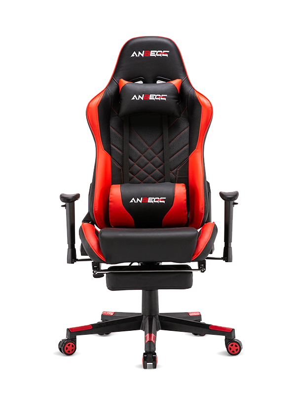 Moderni ergonominen mukava nahkainen pelituoli jalka- ja niskatuella HS-8020 